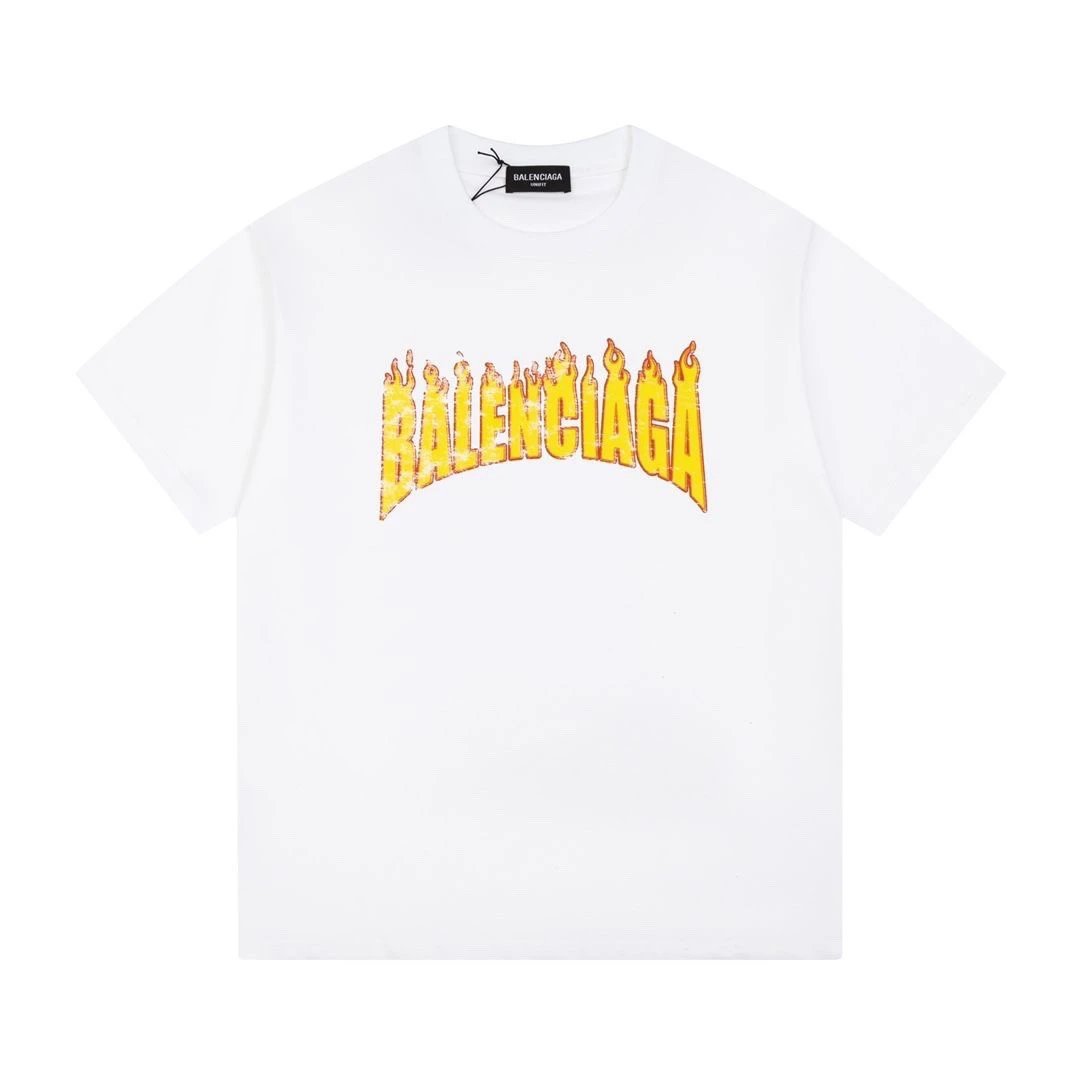 Balenciaga Flame Logo Tee White