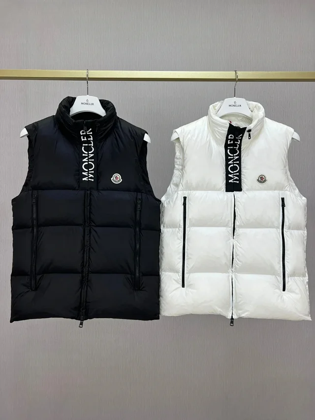 Moncler Vests Quilted stand-collar zip vest with vertical pockets product detail image 2