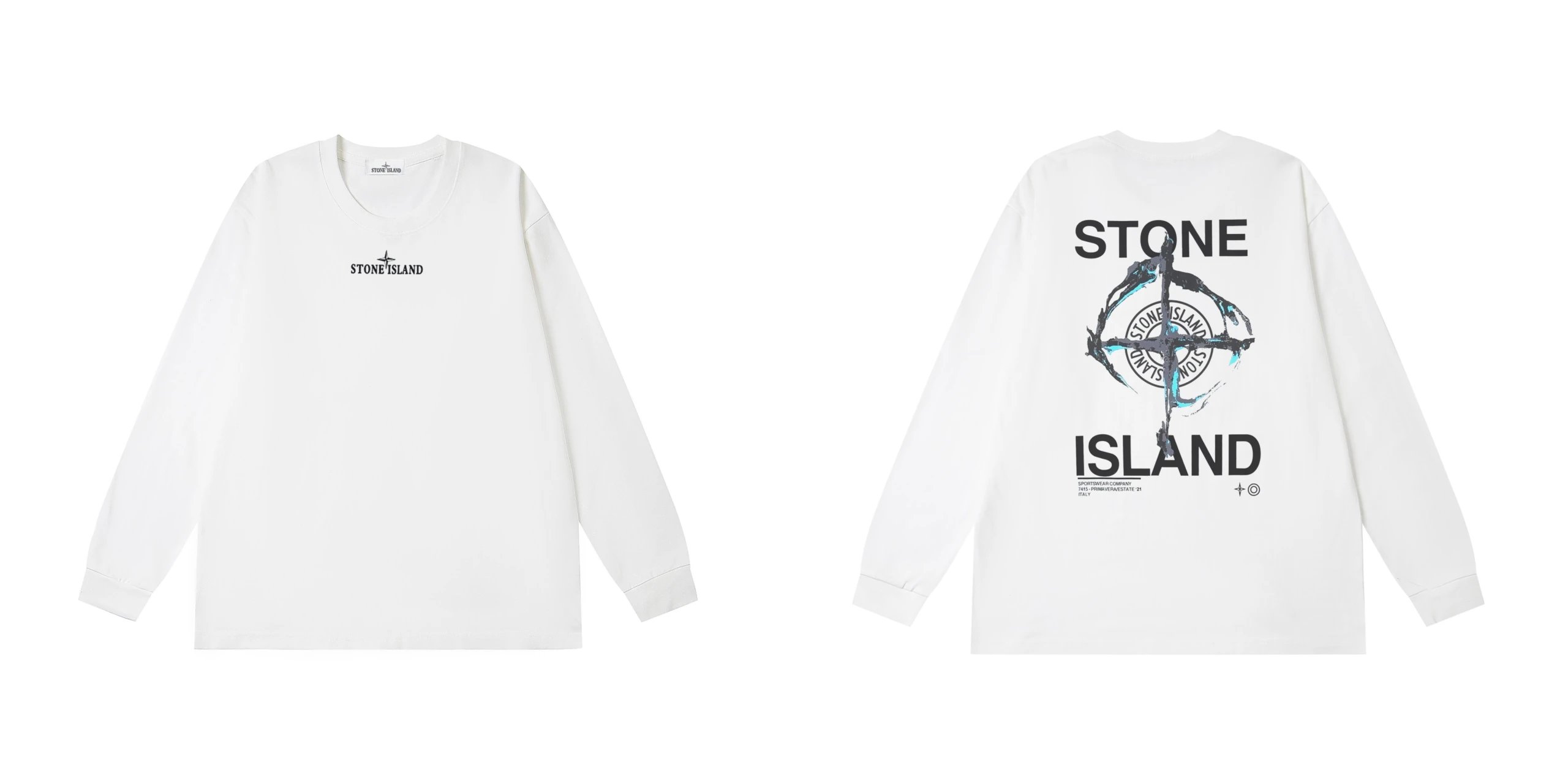 Stone Island Melted Compass Back Print Longsleeve White