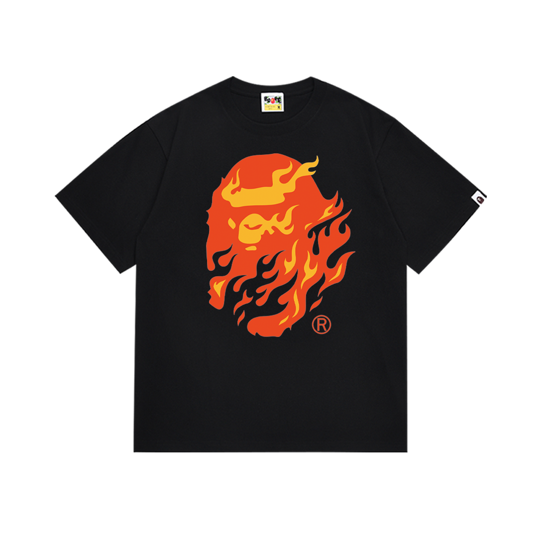BAPE Flame Ape Head Tee Black Orange