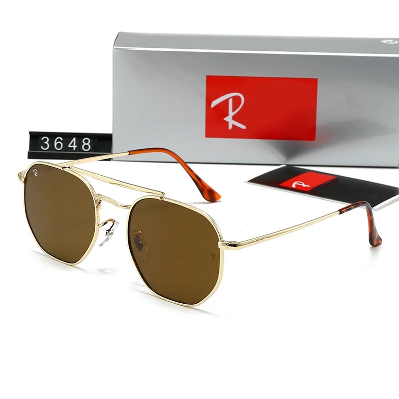 Ray-Ban RB3648 Gold Frame Brown Lens Sunglasses - 1