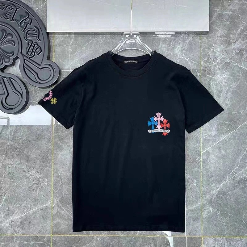 Chrome Hearts Multi-Cross Banner Tee - Black/Blue-Red