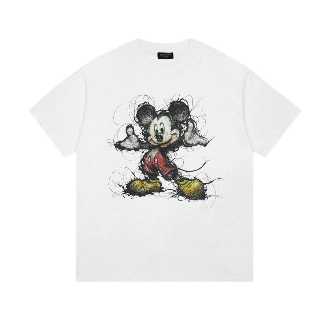 Balenciaga Mickey Mouse Scooter Graphic T-Shirt Black - 9