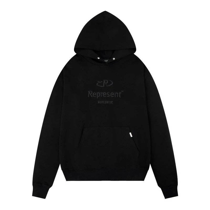 Represent Worldwide Embossed Logo Black Hoodie - 1
