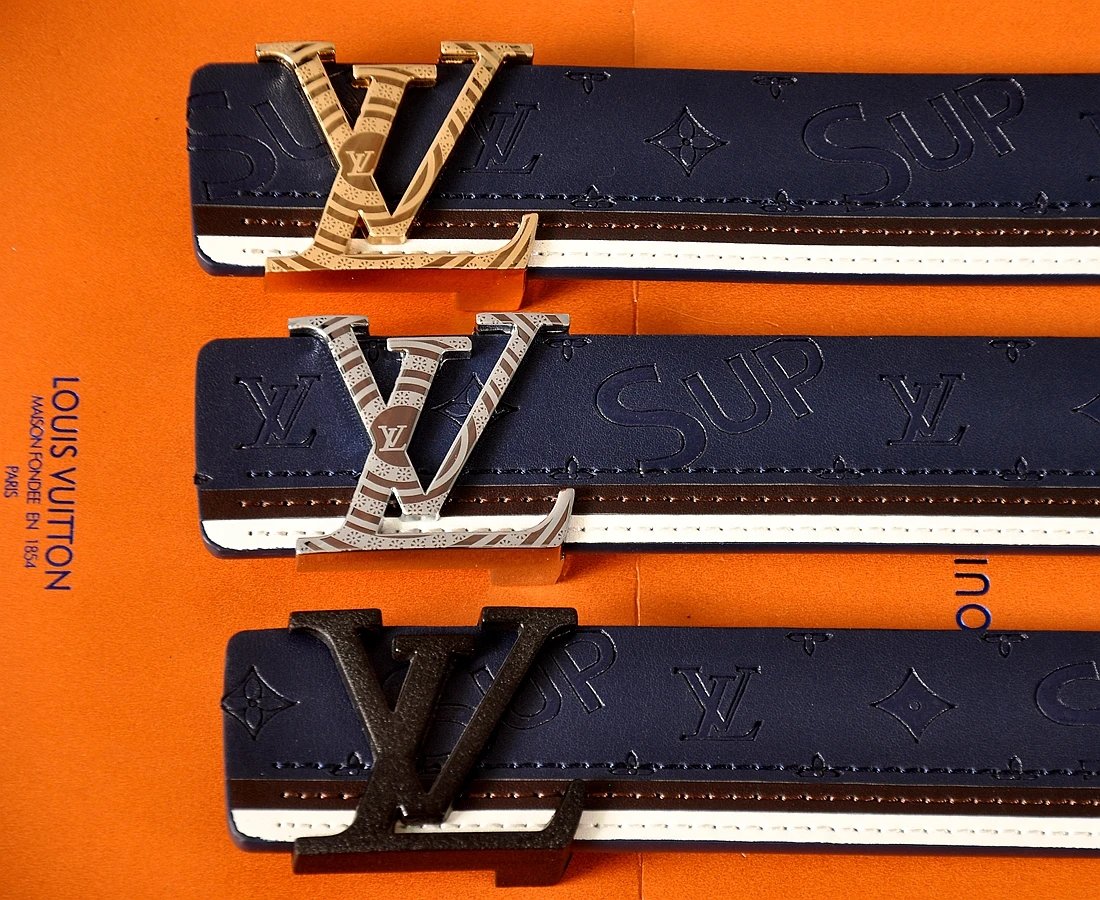 Louis Vuitton x Supreme Monogram Stripe Belt Black - 12