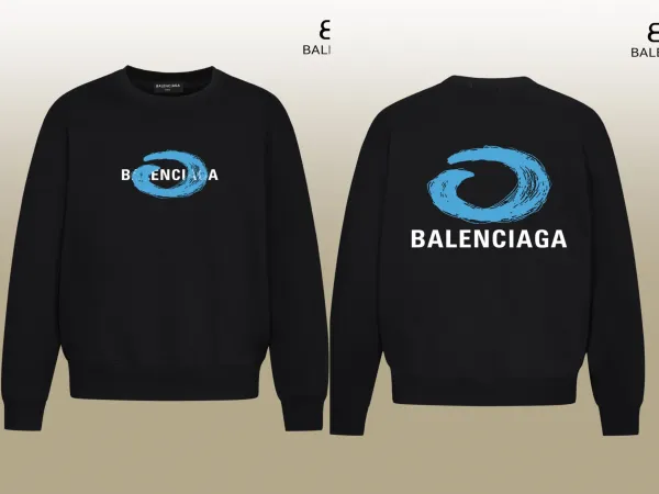 Balenciaga Logo Print Black Sweatshirt Hoodie - 1