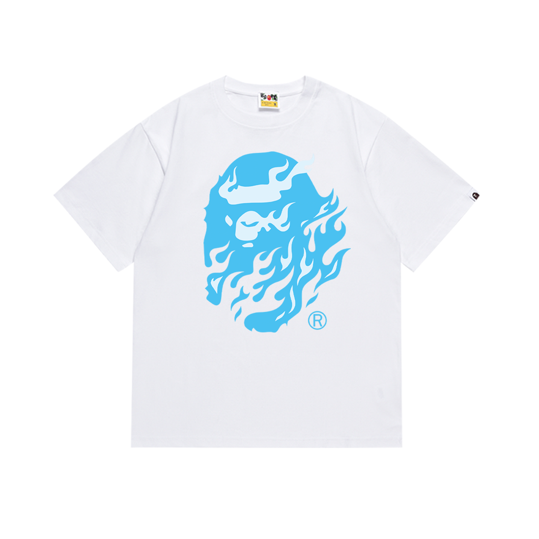 BAPE Flame Ape Head Tee White Blue