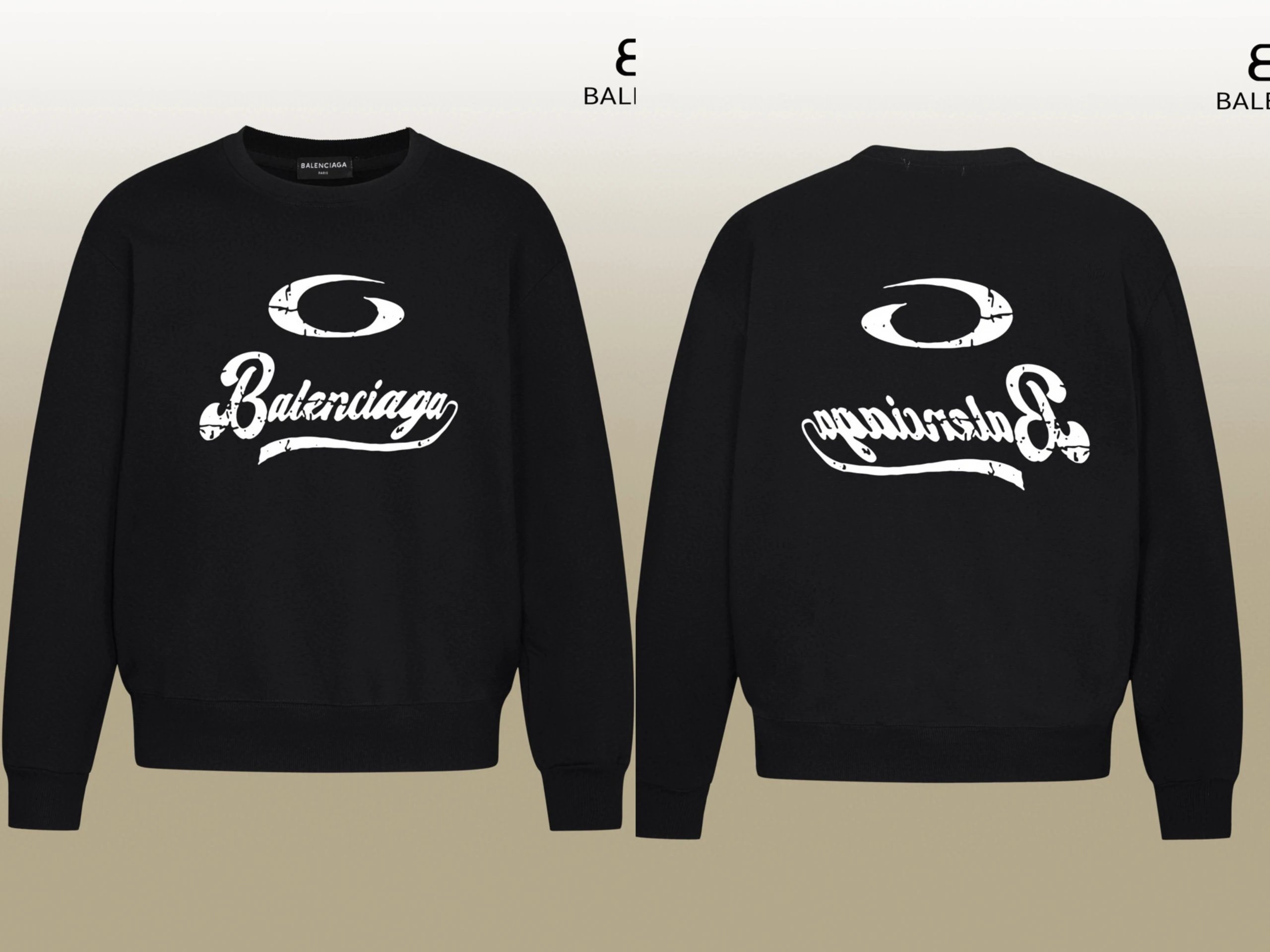 Balenciaga Logo Print Black Hoodie - 1