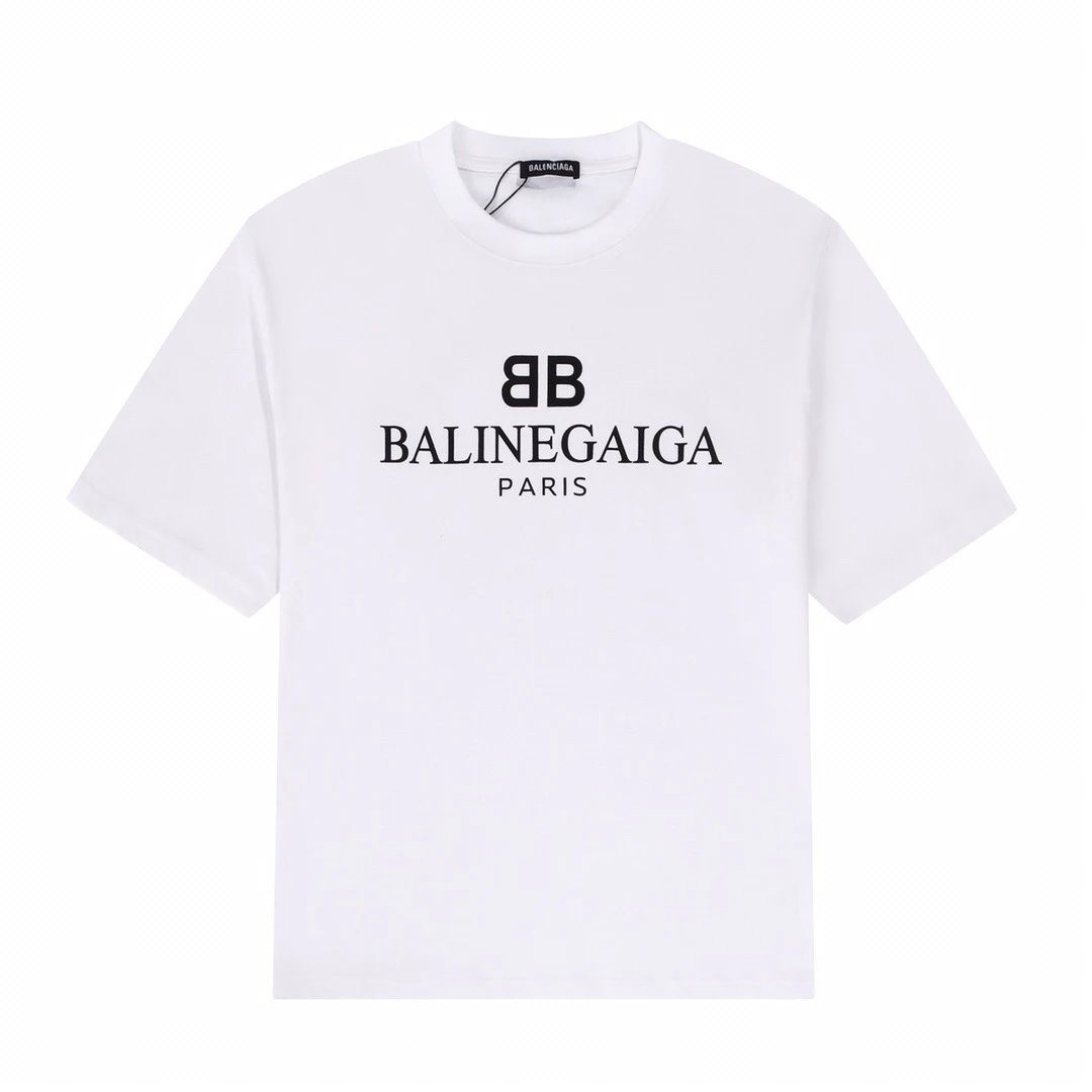 Balenciaga BB Paris Double-Logo Tee White