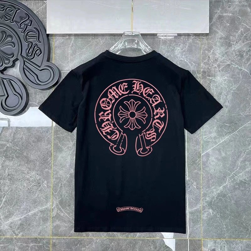 Chrome Hearts Pink Logo Black T-Shirt - 4