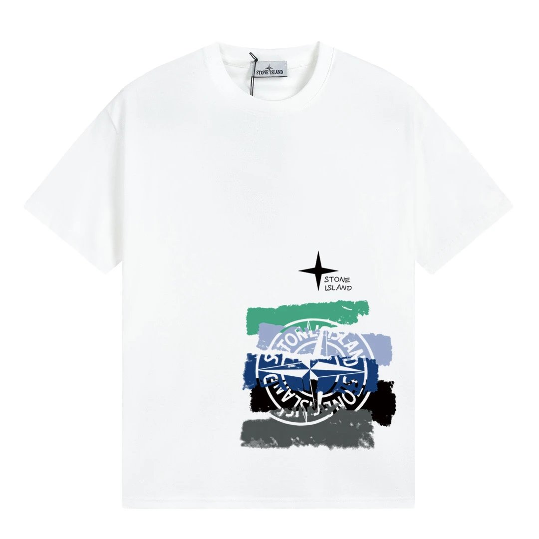 Stone Island Compass Brushstroke Tee White