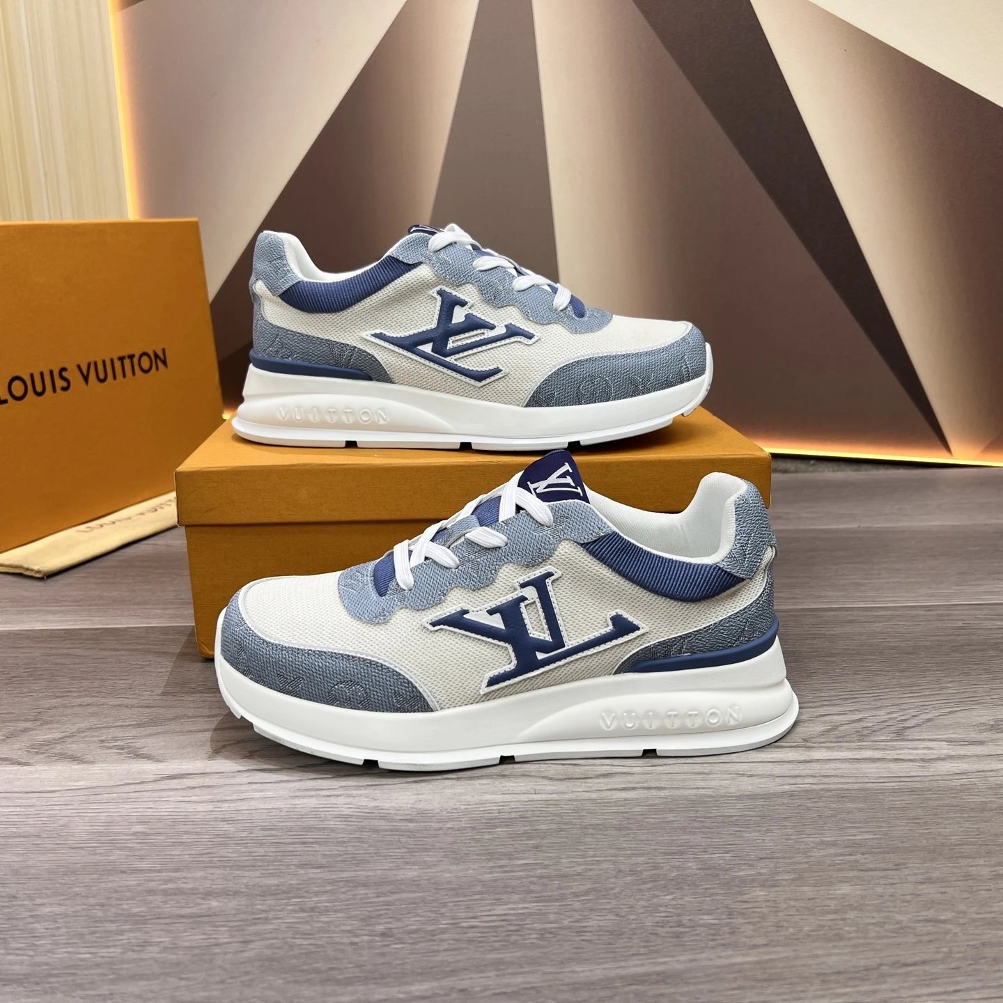 Louis Vuitton Run Away Sneaker White Blue LV Logo