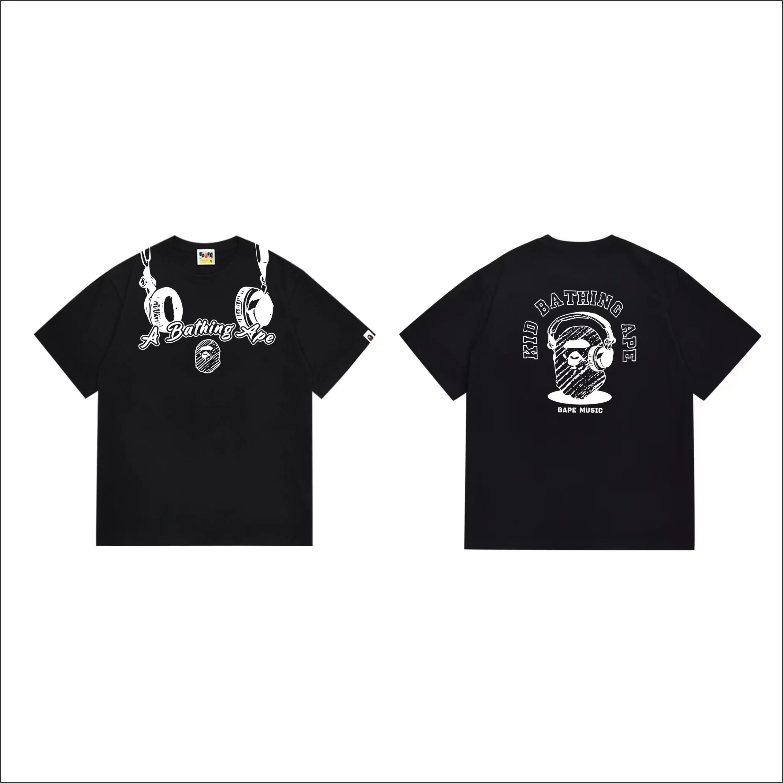 BAPE Kid Bathing Ape Bape Music Headphones Tee Black