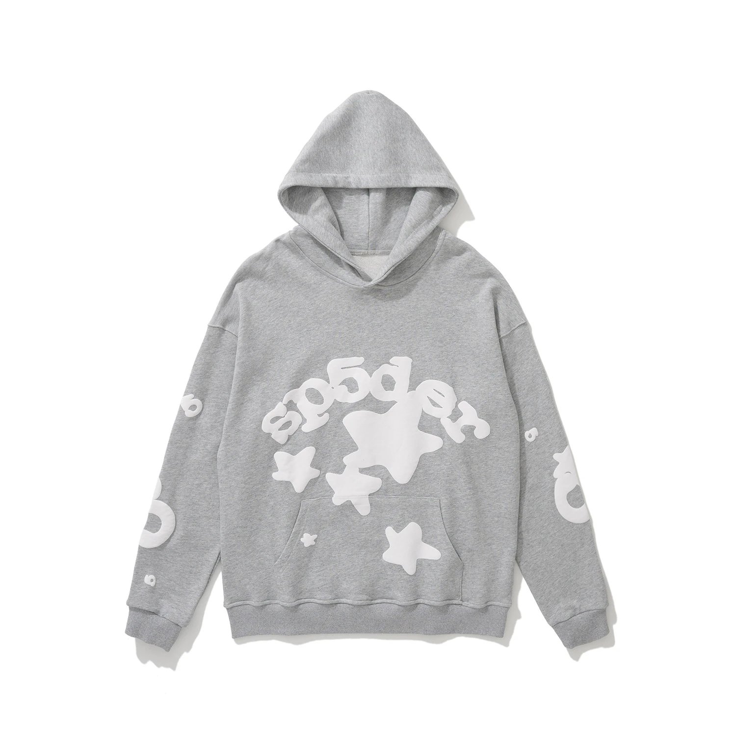 Sp5der Star Hoodie Grey White