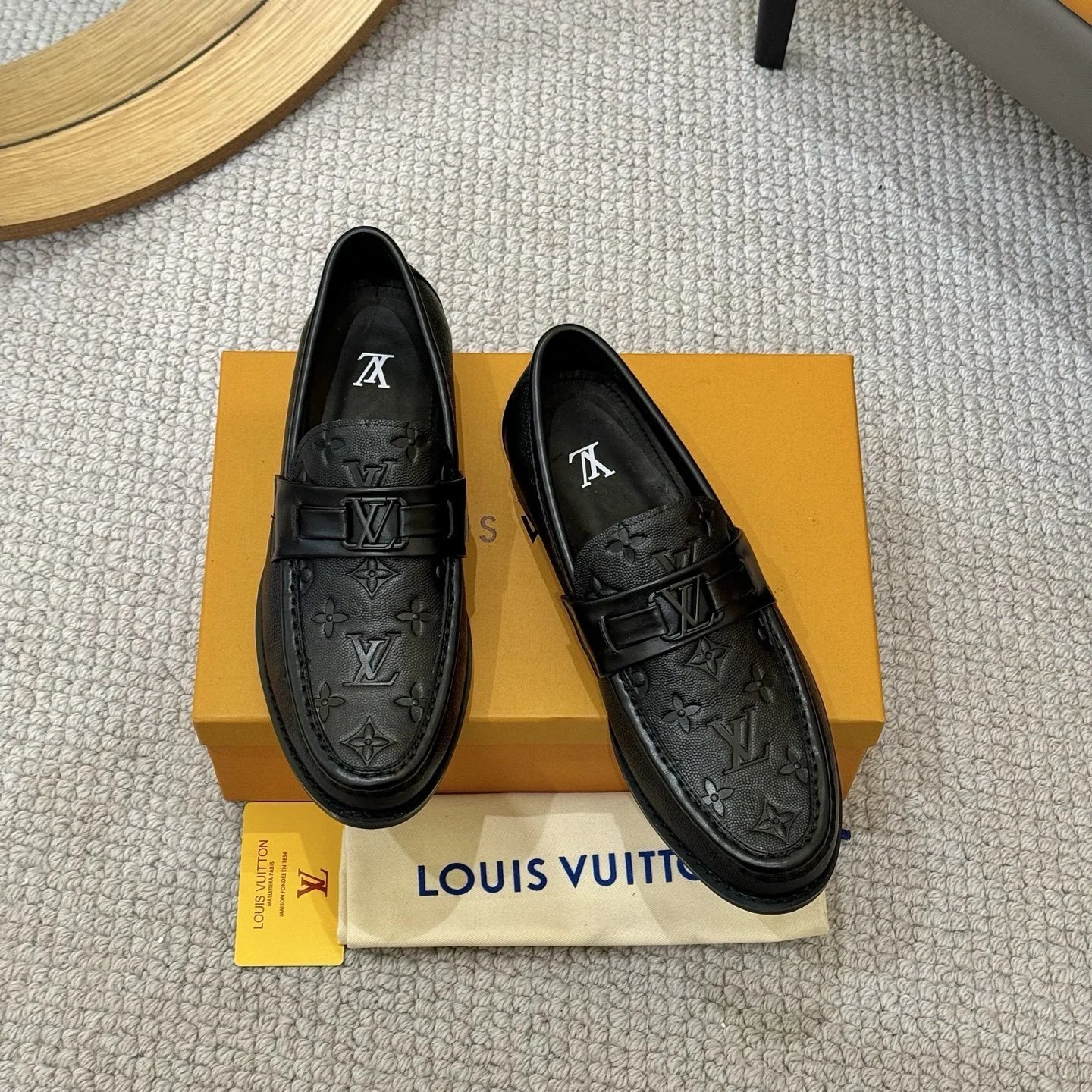 Louis Vuitton Major Loafer Black Monogram Embossed