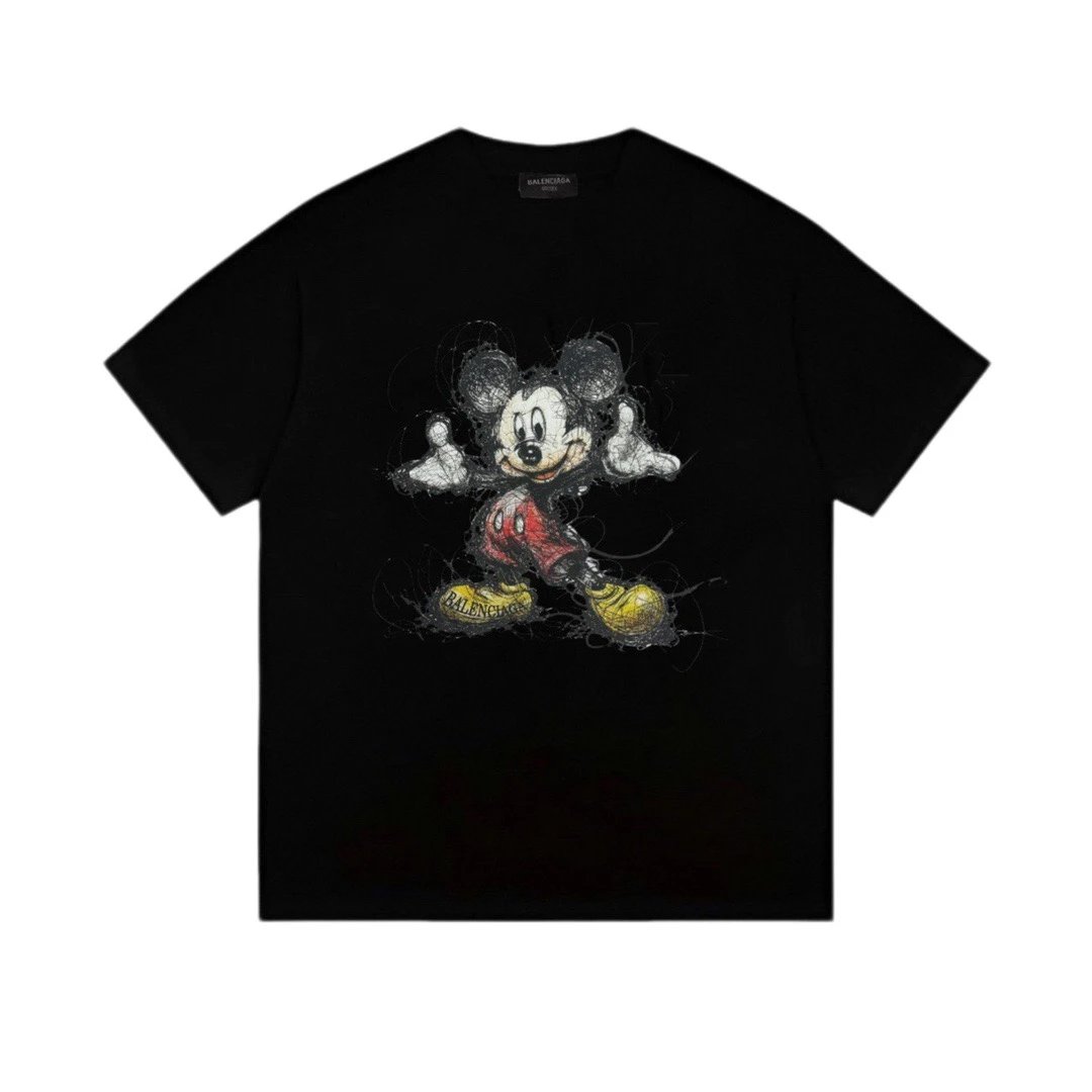 Balenciaga Mickey Mouse Scooter Graphic T-Shirt Black - 10
