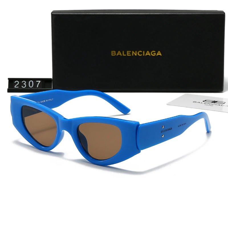 Balenciaga Cat-Eye Sunglasses Blue Frame Brown Lens #2307