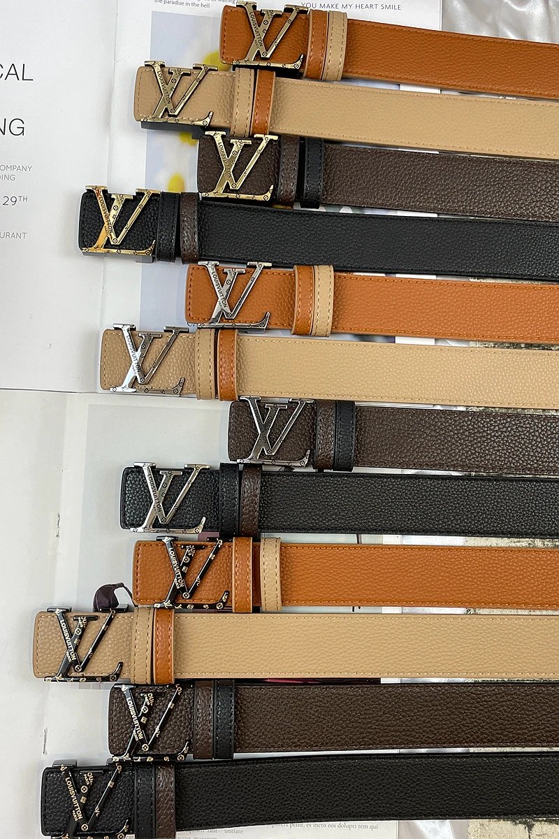 Louis Vuitton LV Initiales Belt Brown Leather with Gold-Tone Buckle - 3