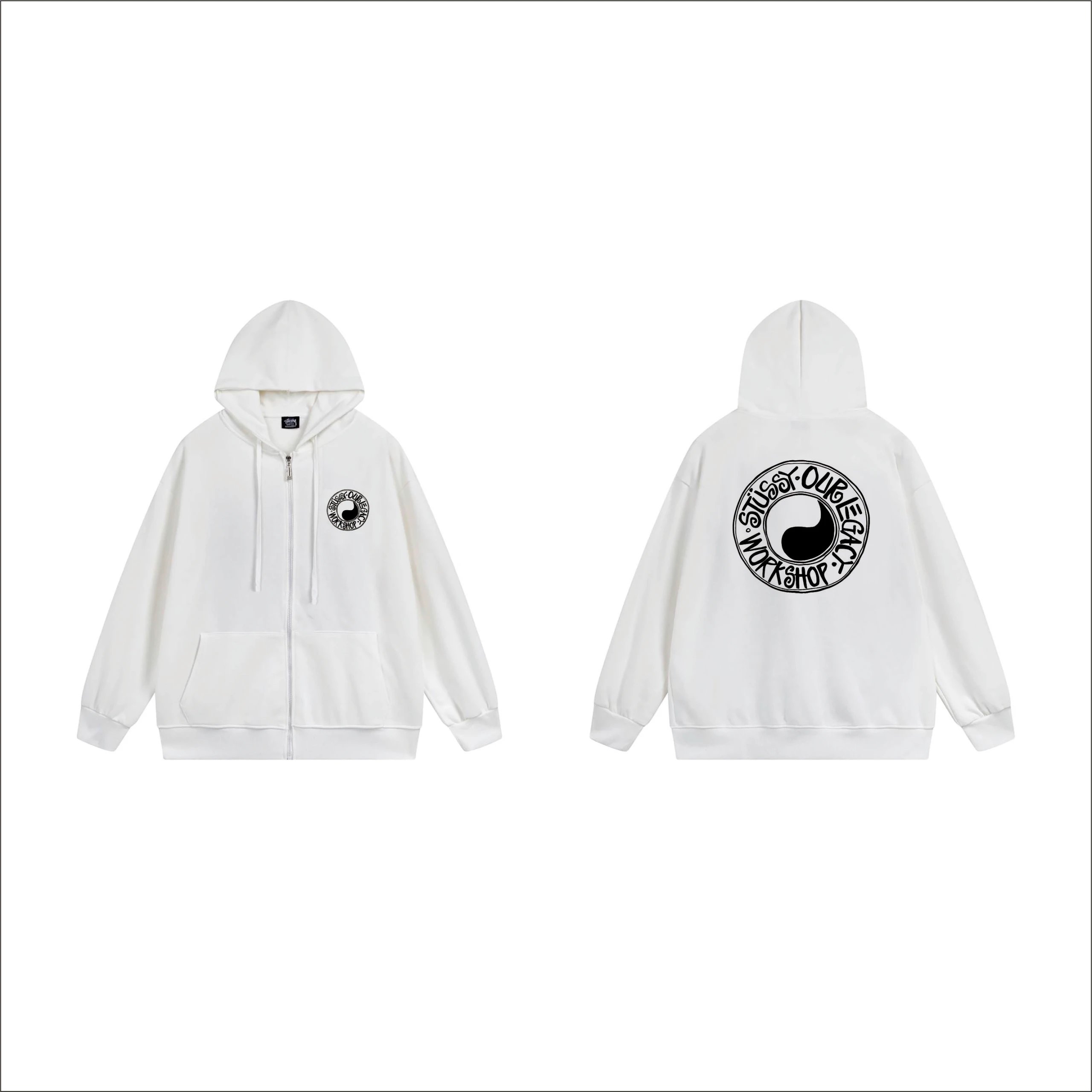 Stussy Skeleton 8-Ball Zip-Up Hoodie Navy - 11