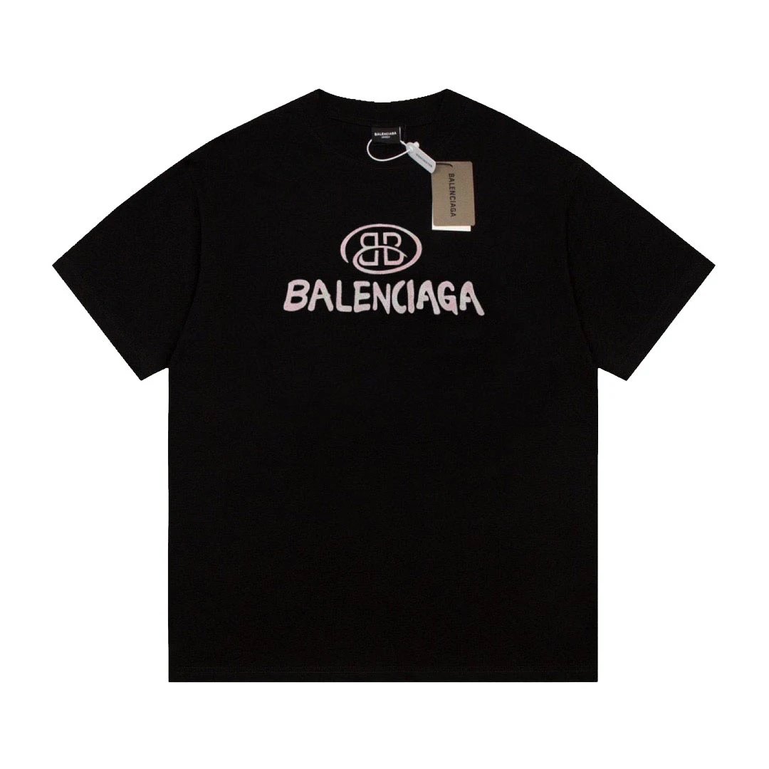 Balenciaga BB Oval Logo Tee Black Pink