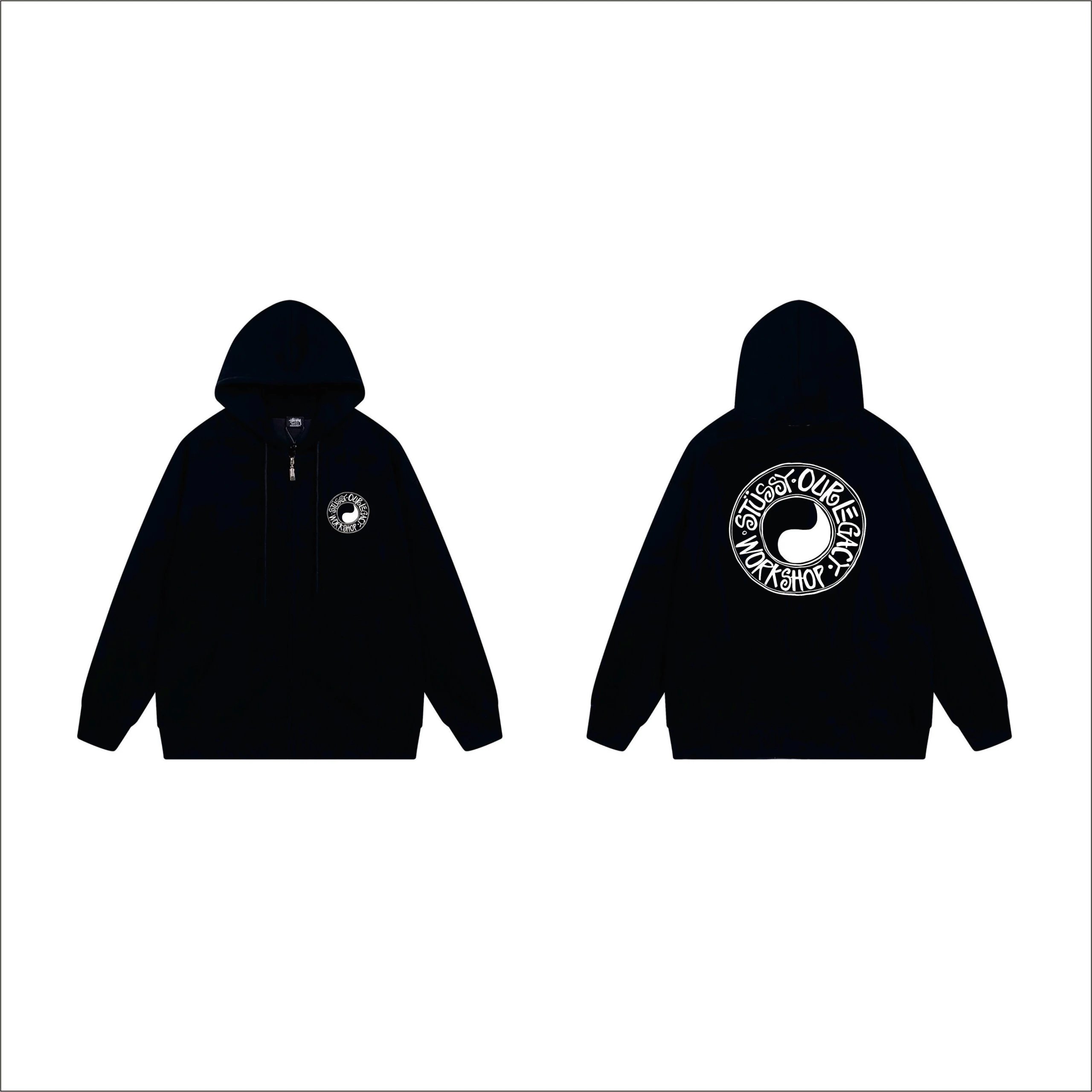 Stussy Skeleton 8-Ball Zip-Up Hoodie Navy - 9