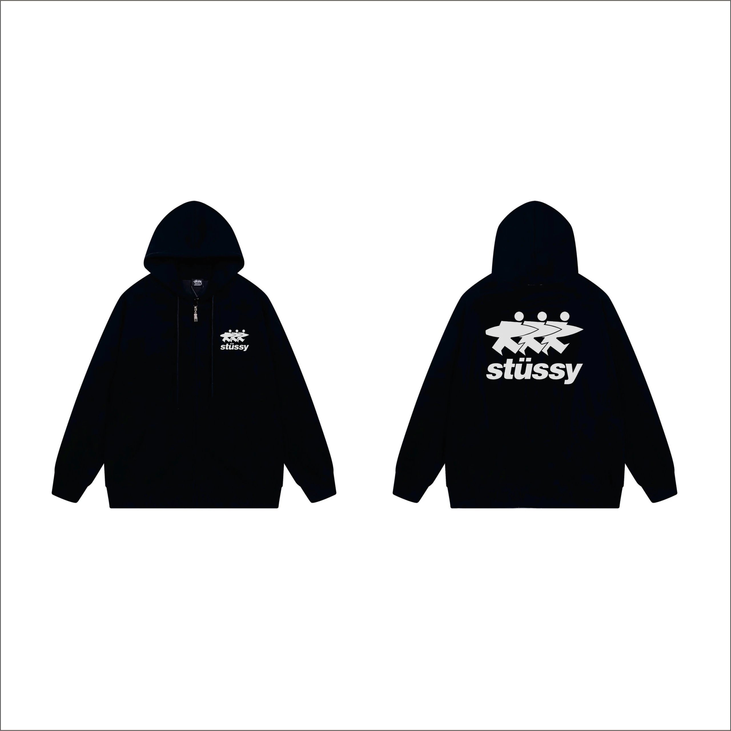 Stussy x A Bathing Ape Crown Ape Zip-Up Hoodie Navy - 6