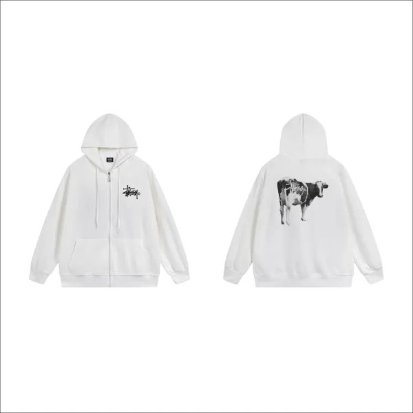 Stussy Graphic Zip-Up Hoodie White - 11