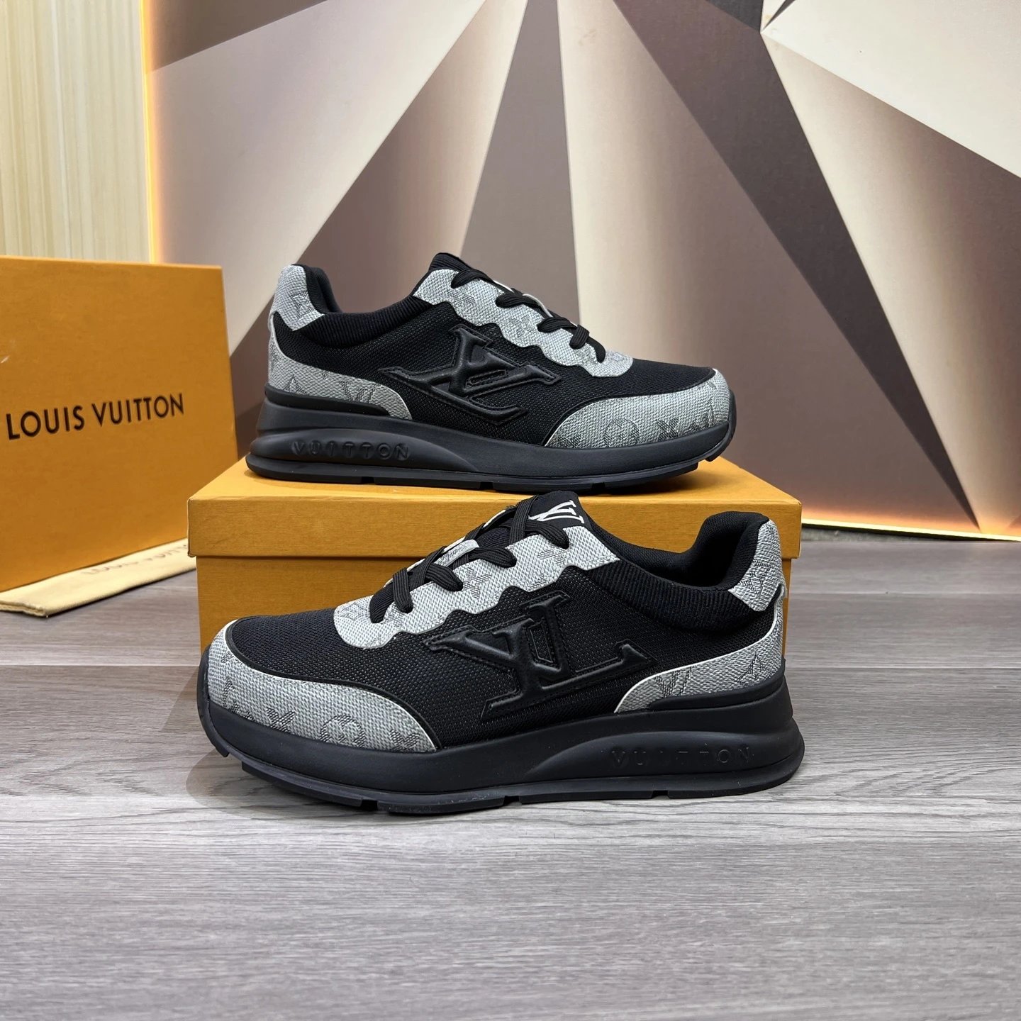 Louis Vuitton Run Away Sneaker Black Grey Monogram Eclipse