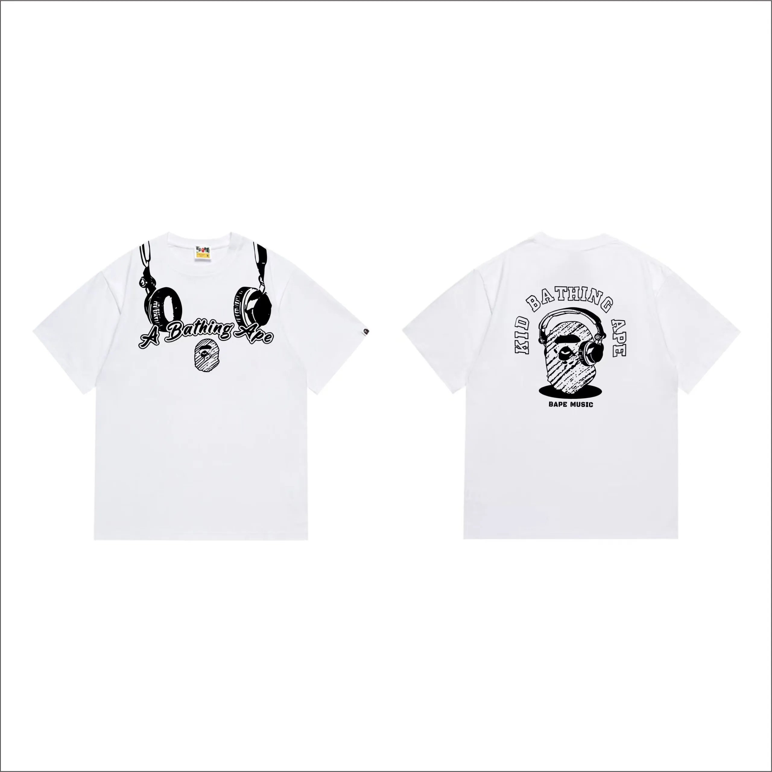 BAPE Kid Bathing Ape Bape Music Headphones Tee White