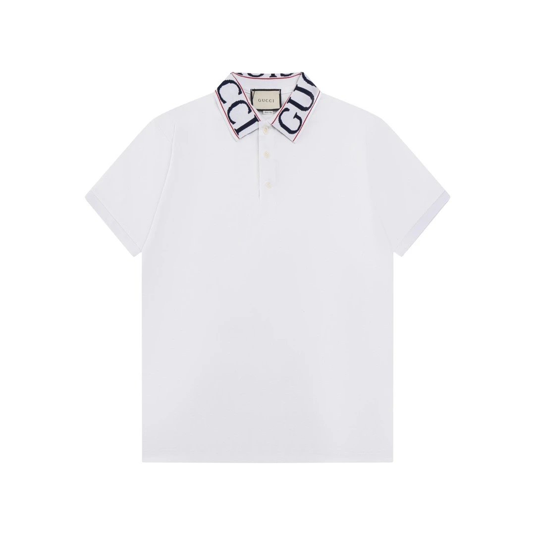 Gucci Oversized Logo Collar Polo White