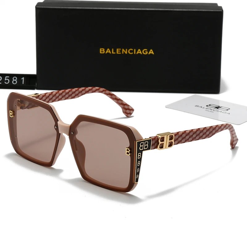 Balenciaga BB Oversized Square Sunglasses Brown Monogram Frame Brown Lens #2581