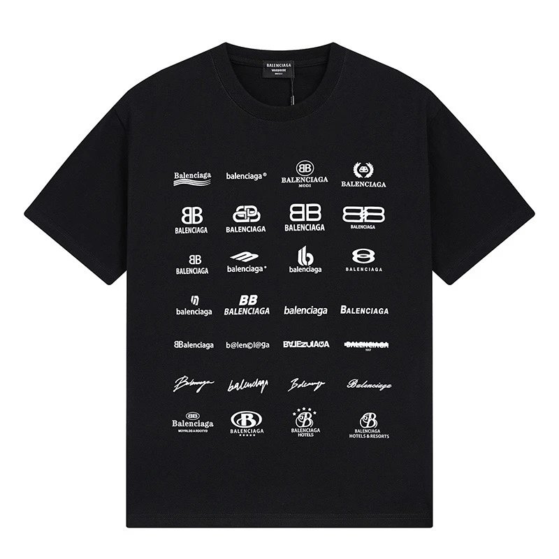 Balenciaga Multi Logo Collage Tee Black