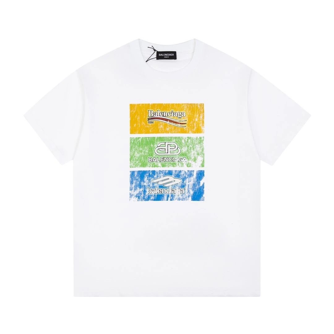 Balenciaga Multi-Logo Panel Graphic Tee White