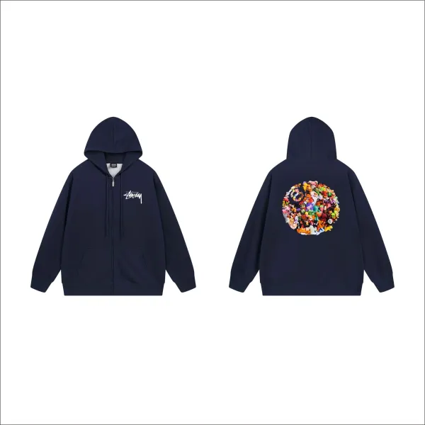 Stussy Stuffed Toy Circle Zip-Up Hoodie Navy - 1