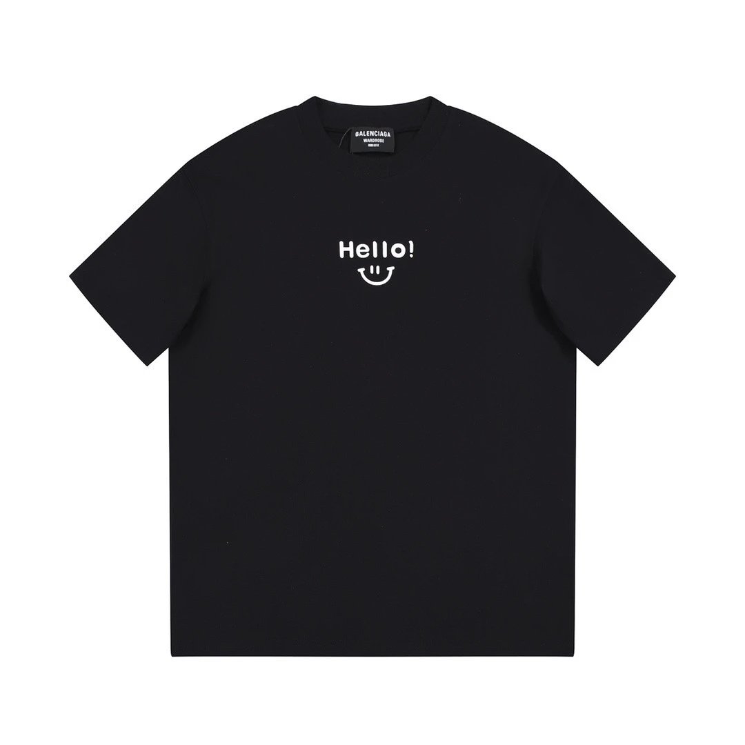 Balenciaga 'Hello!' Smiley Tee Black