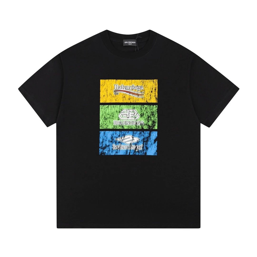 Balenciaga Multi-Logo Panel Graphic Tee Black