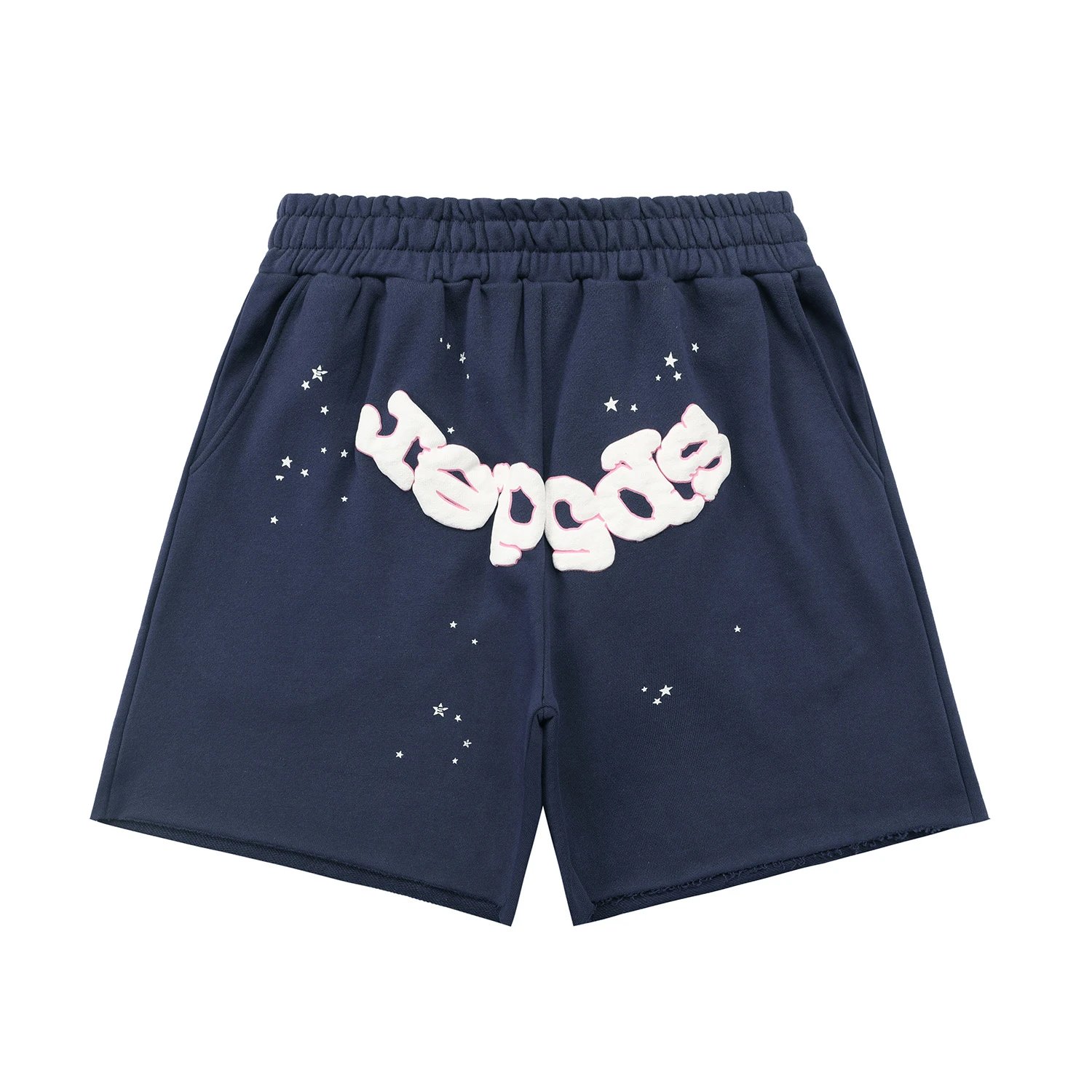 Sp5der Star Web Logo Shorts Navy Pink White