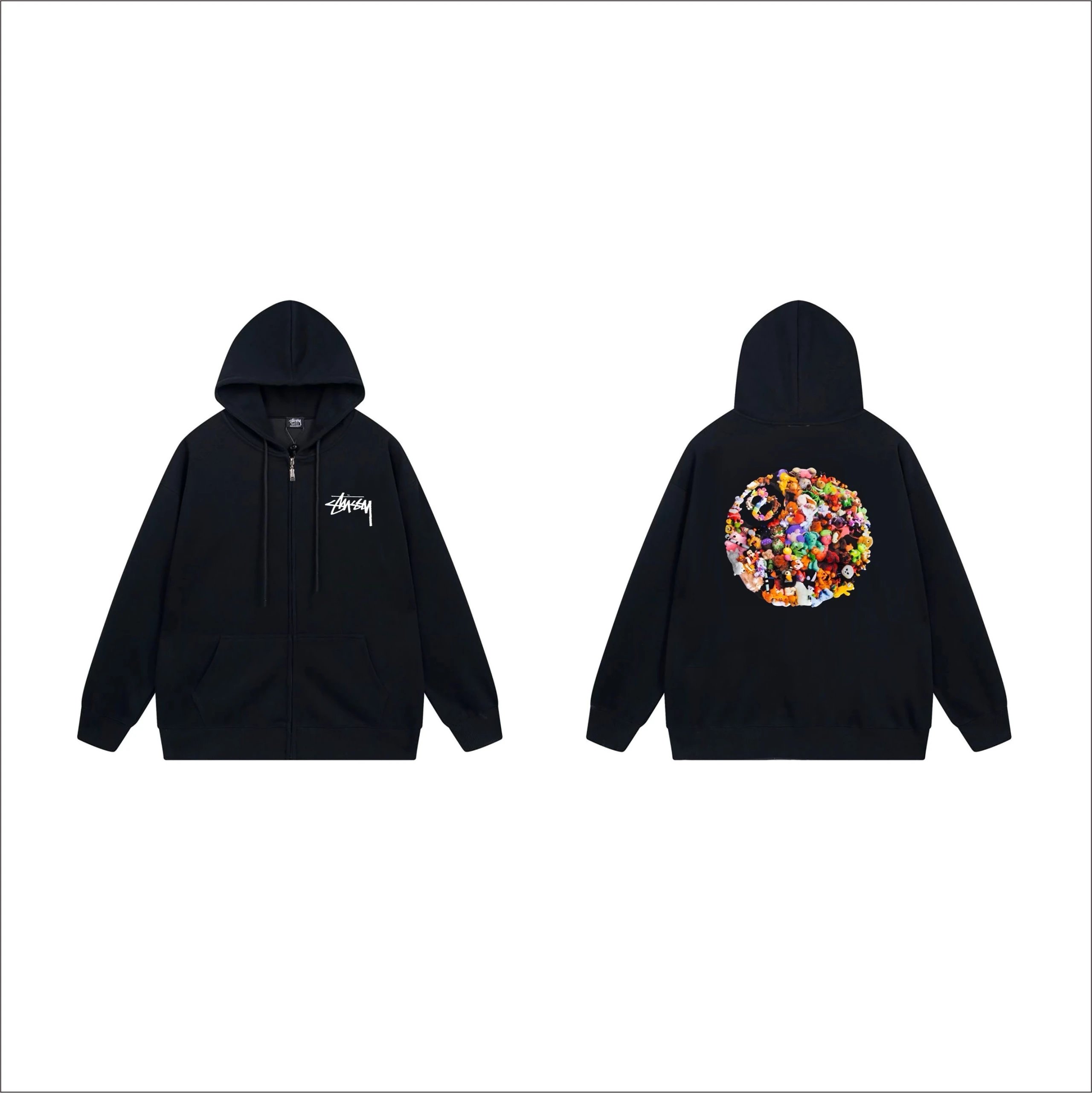 Stussy Dice Print Zip-Up Hoodie Black - 9
