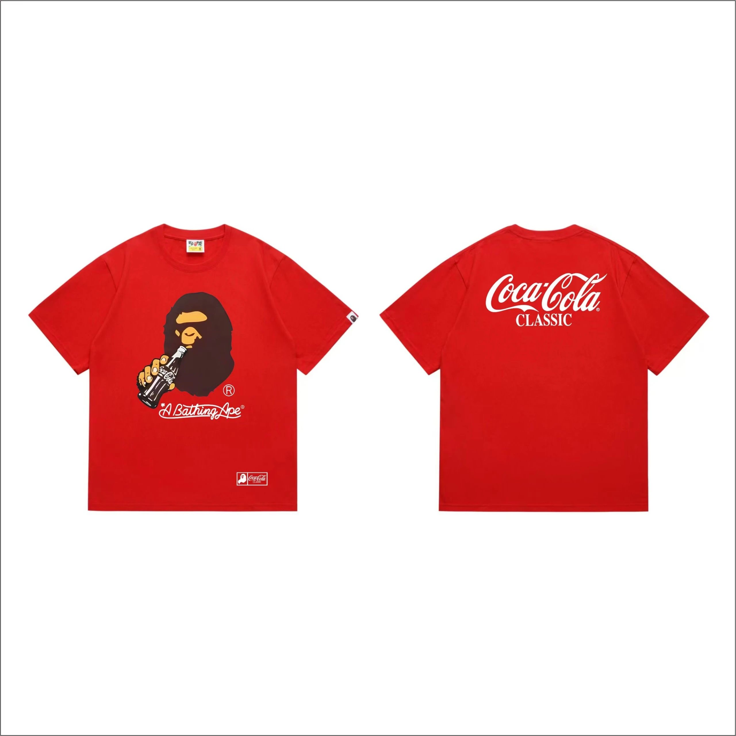 BAPE x Coca Cola Classic Ape Drinking Tee Red