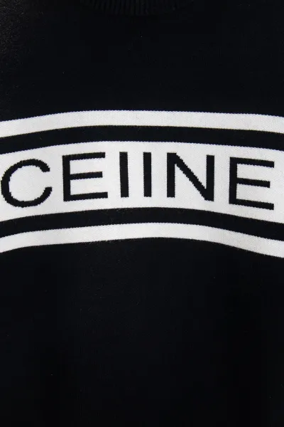 Celine Logo Stripe Black Knit Sweater - 7