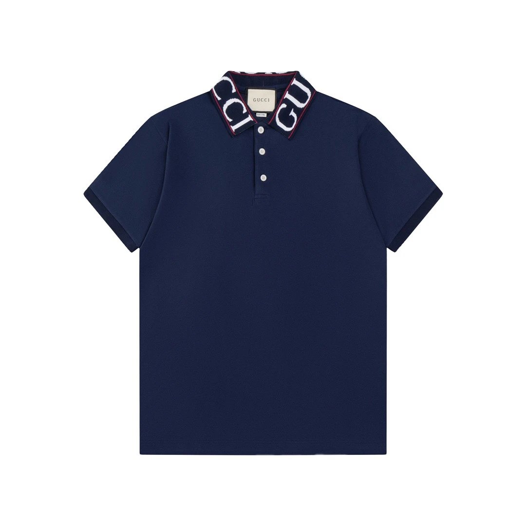 Gucci Oversized Logo Collar Polo Navy