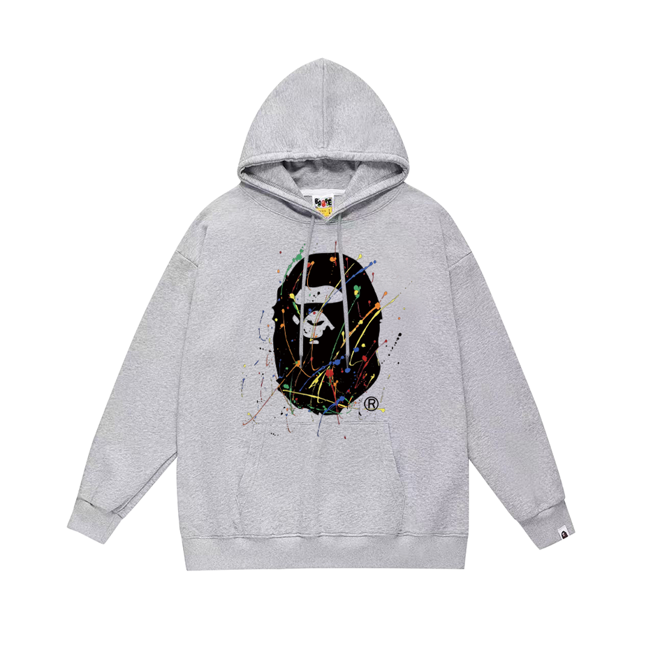 BAPE Ape Head Paint Splatter Hoodie Grey