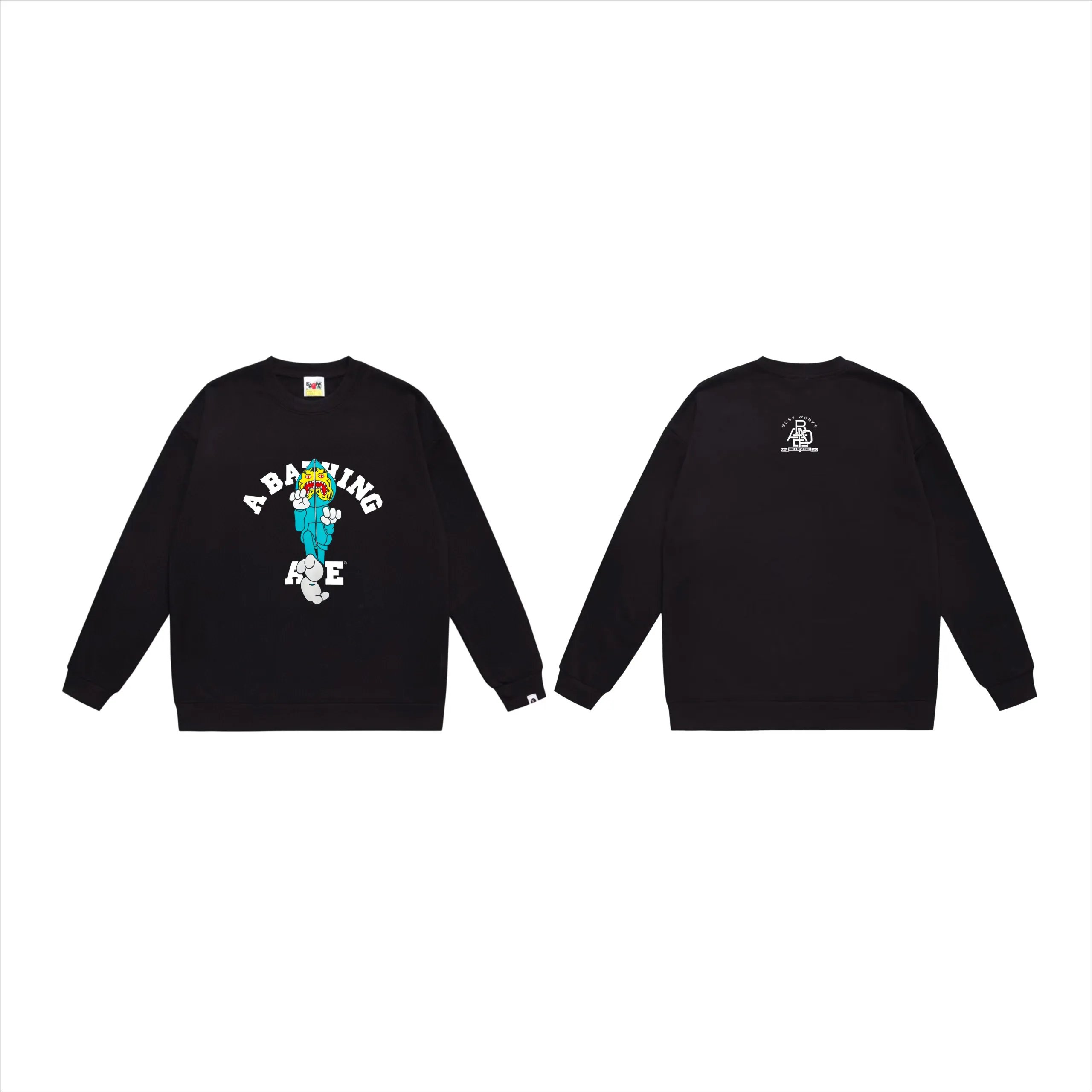 A Bathing Ape Script Logo Crewneck Sweatshirt Gray Hoodie - 12
