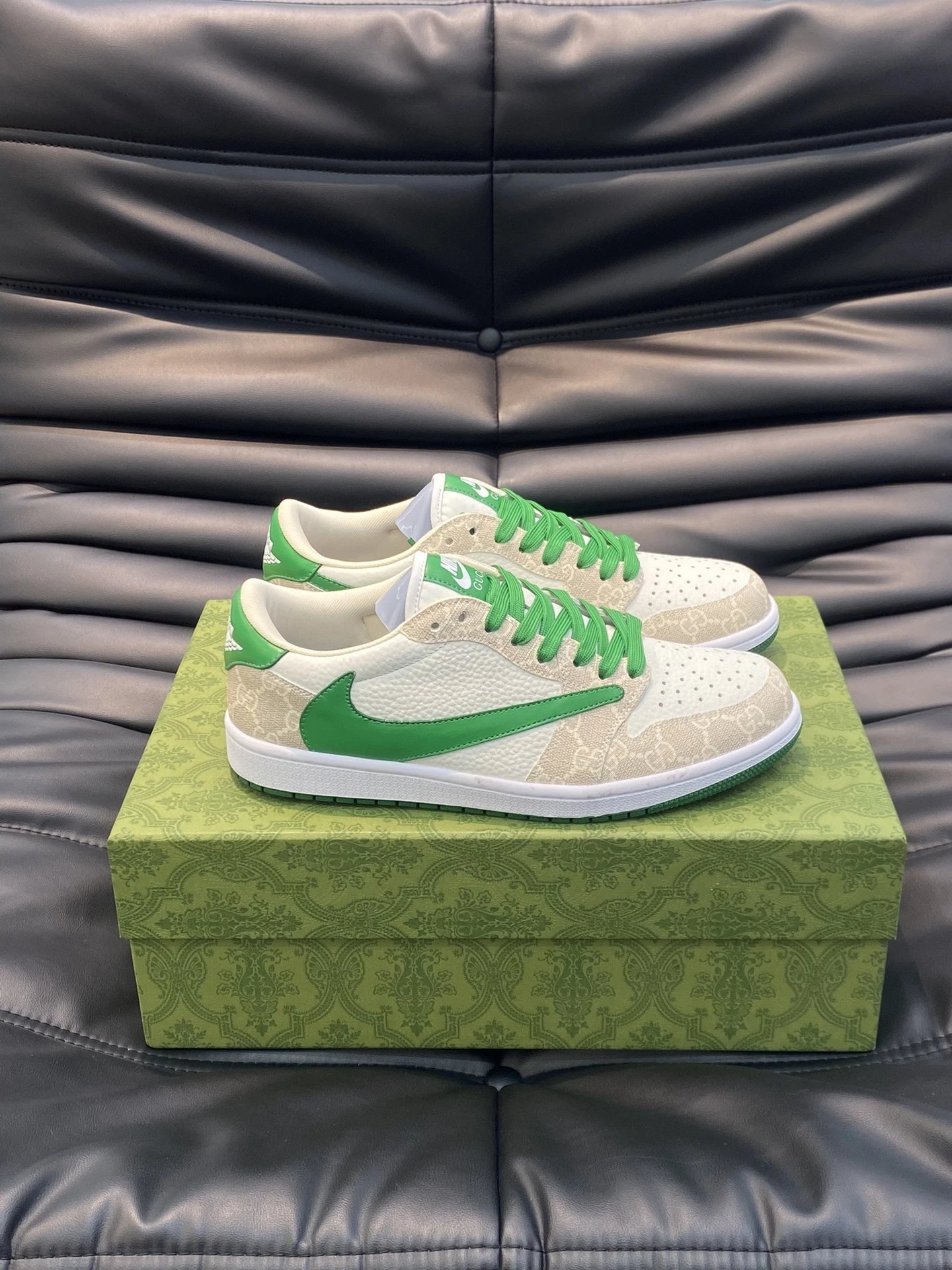 Jordan 1 Low x Gucci GG Monogram Cream Green