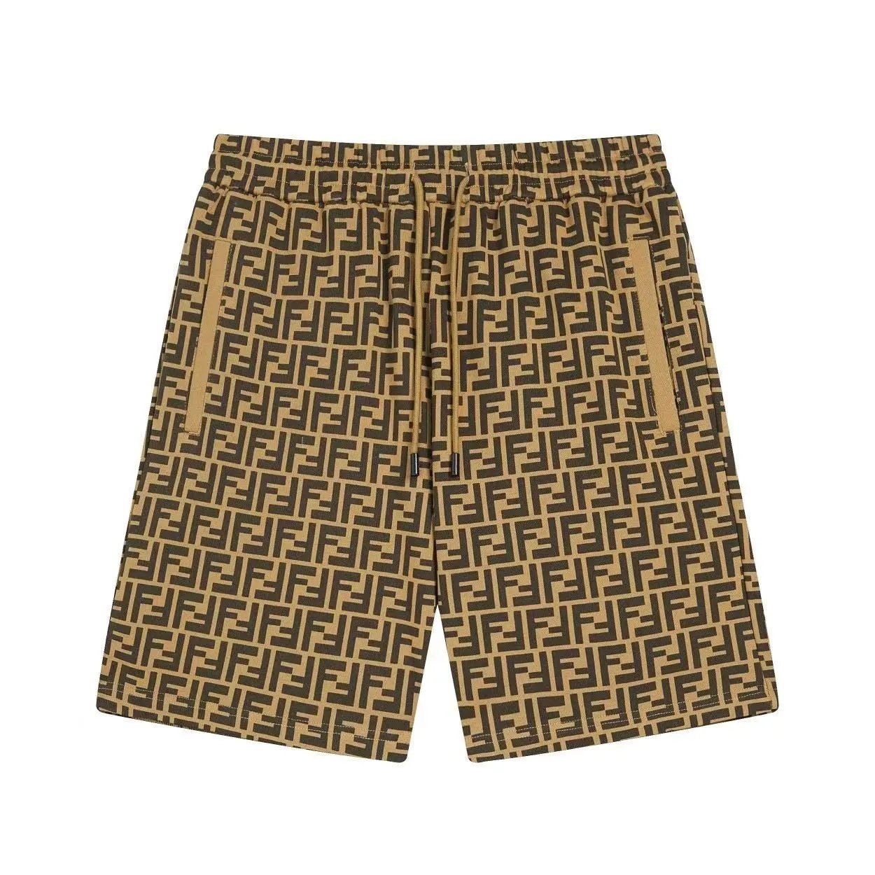 Fendi FF Monogram Sweat Shorts Brown Tan