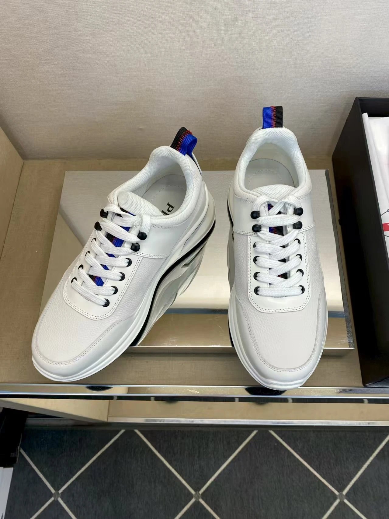 Prada Leather Chunky Runner Sneaker White