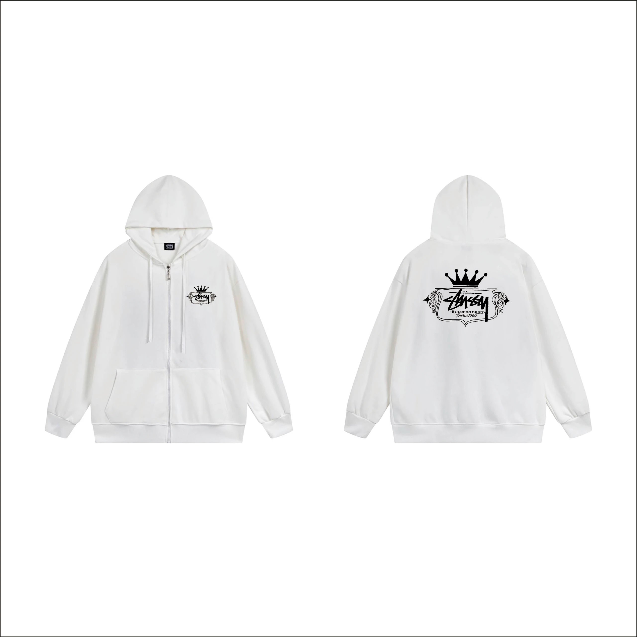 Stussy x A Bathing Ape Crown Ape Zip-Up Hoodie Navy - 4