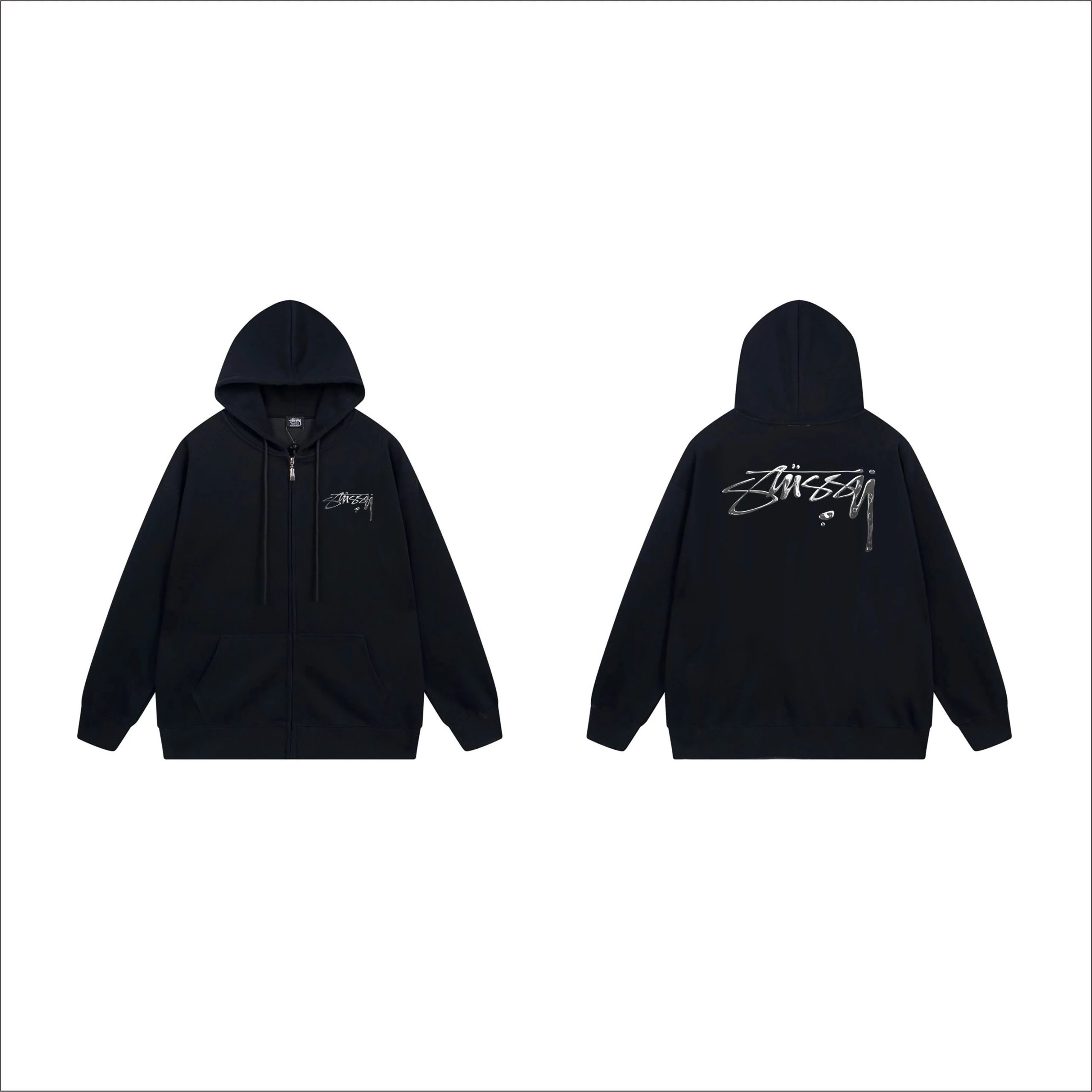 Stussy x A Bathing Ape Crown Ape Zip-Up Hoodie Navy - 12