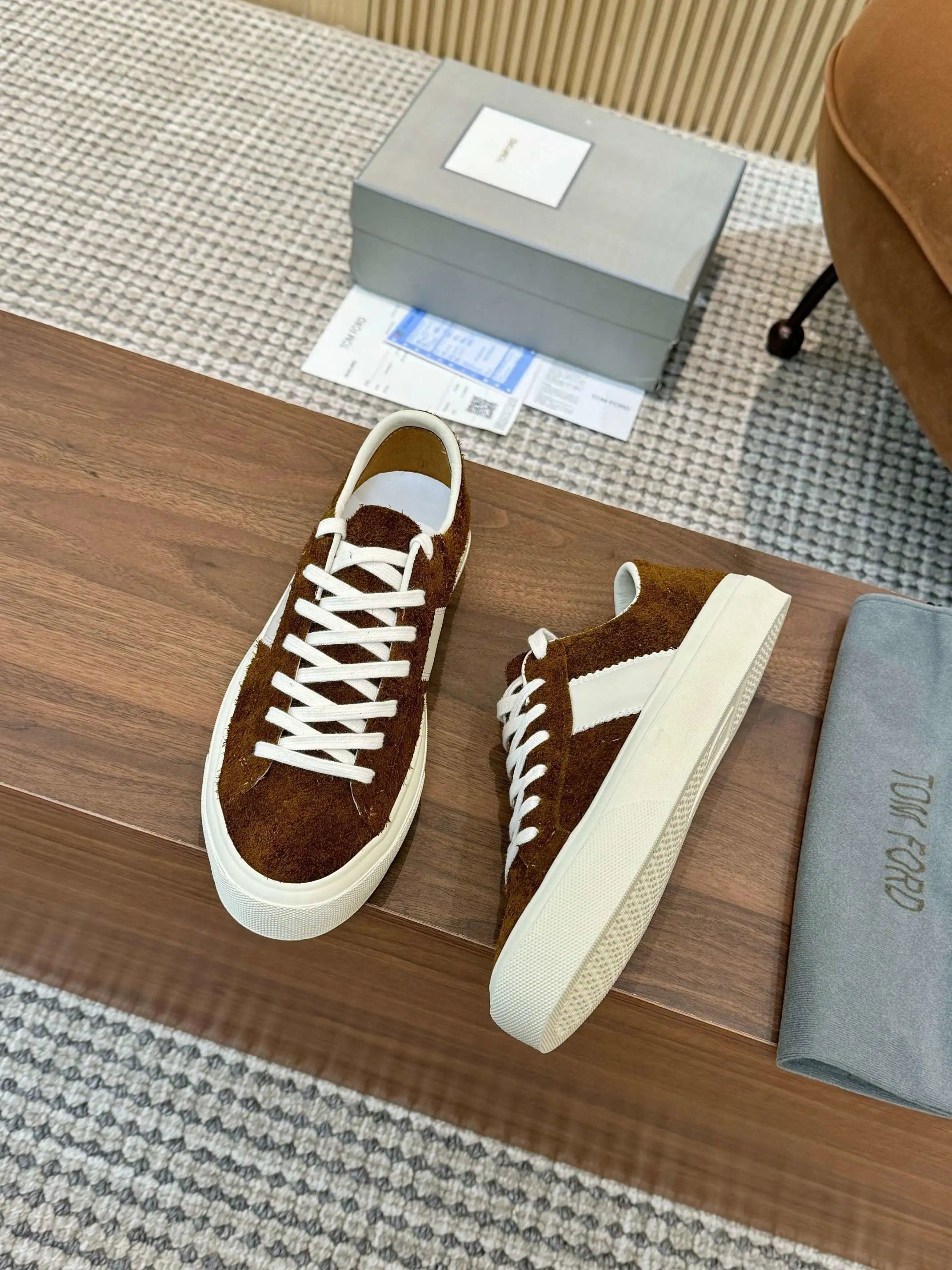 Tom Ford Jude Low-Top Sneaker Brown Suede White