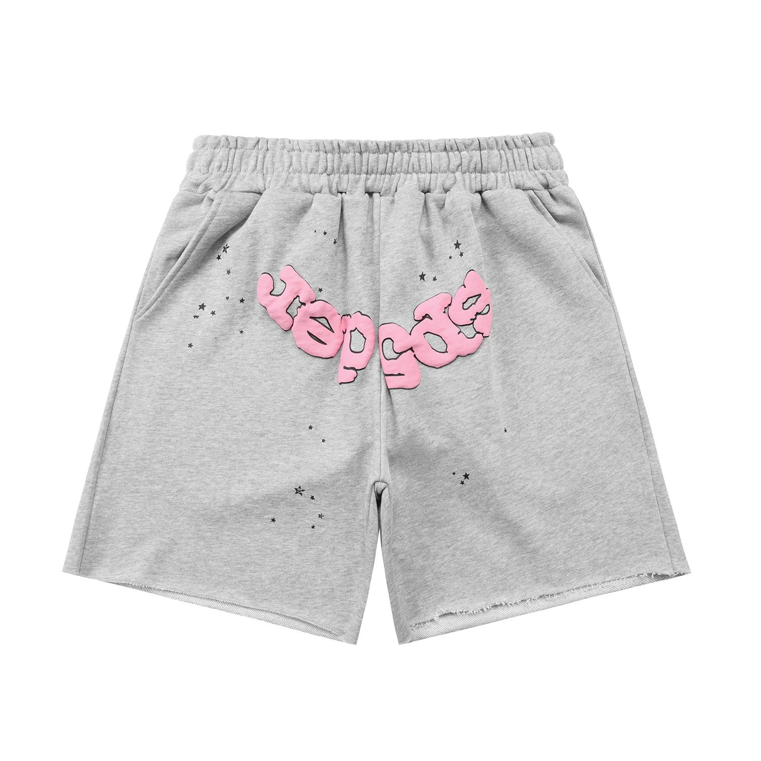 Sp5der Star Web Logo Shorts Grey Pink